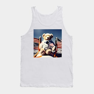 Teddy in a Space suit sitting on a deck chair on the Moon Tank Top